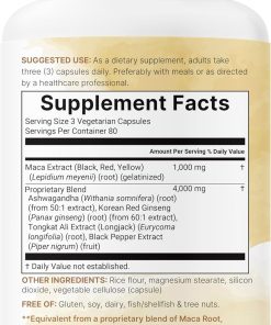 Micro Ingredients Maca Root Red, Black & Yellow (5,000 mg) - 240 vegetarian capsules