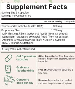 Micro Ingredients Tudca, Nac, Glutathione, Milk Thistle, Dandelion, Artichoke, Taurine (2,000 mg) - 240 Capsules