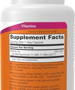 Now Vitamin K2 MK7 (100 mg) - 60 veg capsules