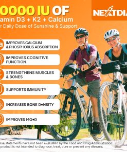 NextDia Vitamin D3 (20,000 IU) + K2 (200 mcg) + Calcium - 120 softgels