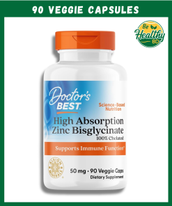 Doctor's Best Zinc Bisglycinate (50 mg) 100% Chelated High Absorption - 90 veggie capsules