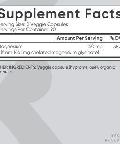 Sports Research Magnesium Glycinate Chelated (160 mg) - 180 veggie capsules