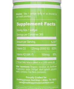 Upnourish Liposomal D3 (5,000 IU) + K2 (100 mcg) - 365 softgels