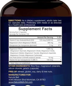 Naturebell Magnesium 12-in-1 Complex (1,000 mg) & D3+ K2- 240 capsules