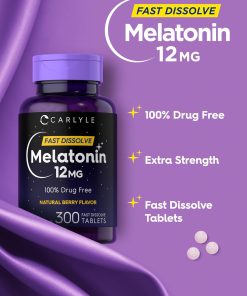 Carlyle Melatonin (12 mg) Fast Dissolve Natural Berry Flavor - 300 tablets