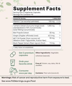 Micro Ingredients Turmeric Curcumin 95 (1,000 mg) - 120 vegetarian capsules
