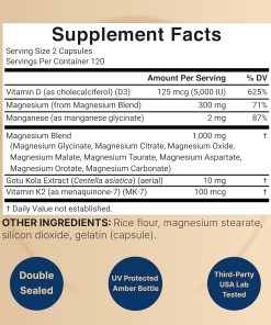 Naturebell Magnesium 12-in-1 Complex (1,000 mg) & D3+ K2- 240 capsules