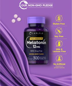 Carlyle Melatonin (12 mg) Fast Dissolve Natural Berry Flavor - 300 tablets