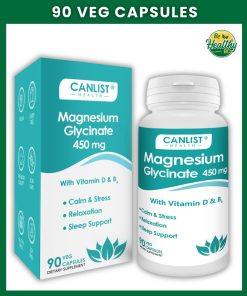 Canlist Health Magnesium Glycinate (450 mg) with Zinc, Vitamin D & B6 - 90 veg capsules