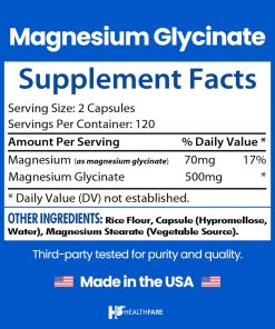 Health Fare Magnesium Glycinate (500 mg) - 240 vegan capsules