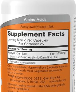 Now Acetyl L-Carnitine (500 mg) - 50 veg capsules