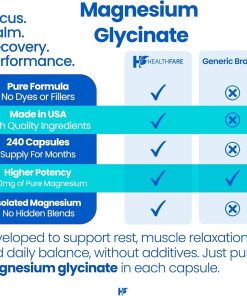 Health Fare Magnesium Glycinate (500 mg) - 240 vegan capsules
