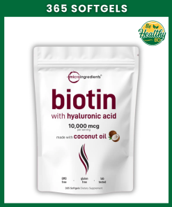 Micro Ingredients Biotin (10,000 mcg) with Hyaluronic Acid - 365 softgels