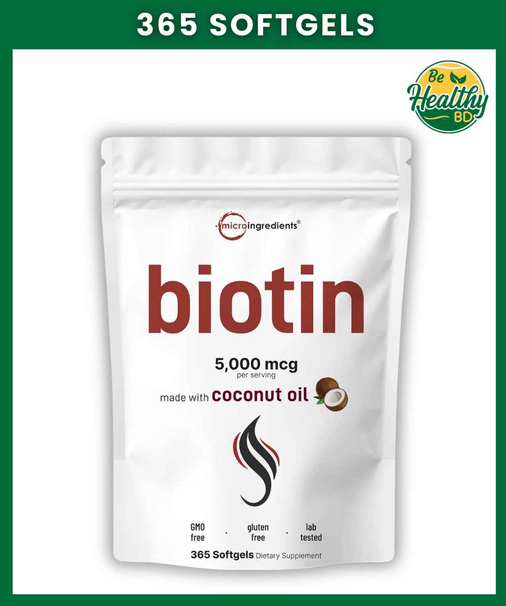 Micro Ingredients Biotin (5000 mcg) with Coconut Oil - 365 softgels