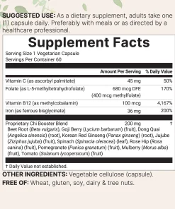 Micro Ingredients Blood Booster + Iron suppliment - 60 vegetarian capsules