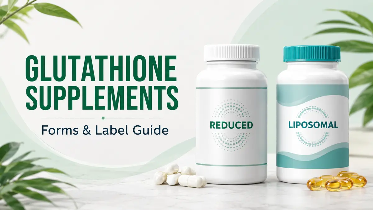 Glutathione supplement forms capsules softgels and label comparison