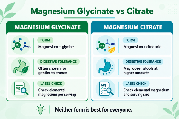 Practical differences between magnesium glycinate and magnesium citrate
