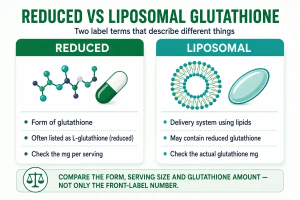 Reduced versus liposomal glutathione label differences