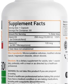 Bronson Vitamin K2 + D3 (10,000 IU - 250 mcg) Extra Strength - 60 capsules