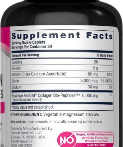 Neocell Collagen Bio-Peptides + Vitamin C & Biotin (6,000 mg) Grassfed - 180 caplets