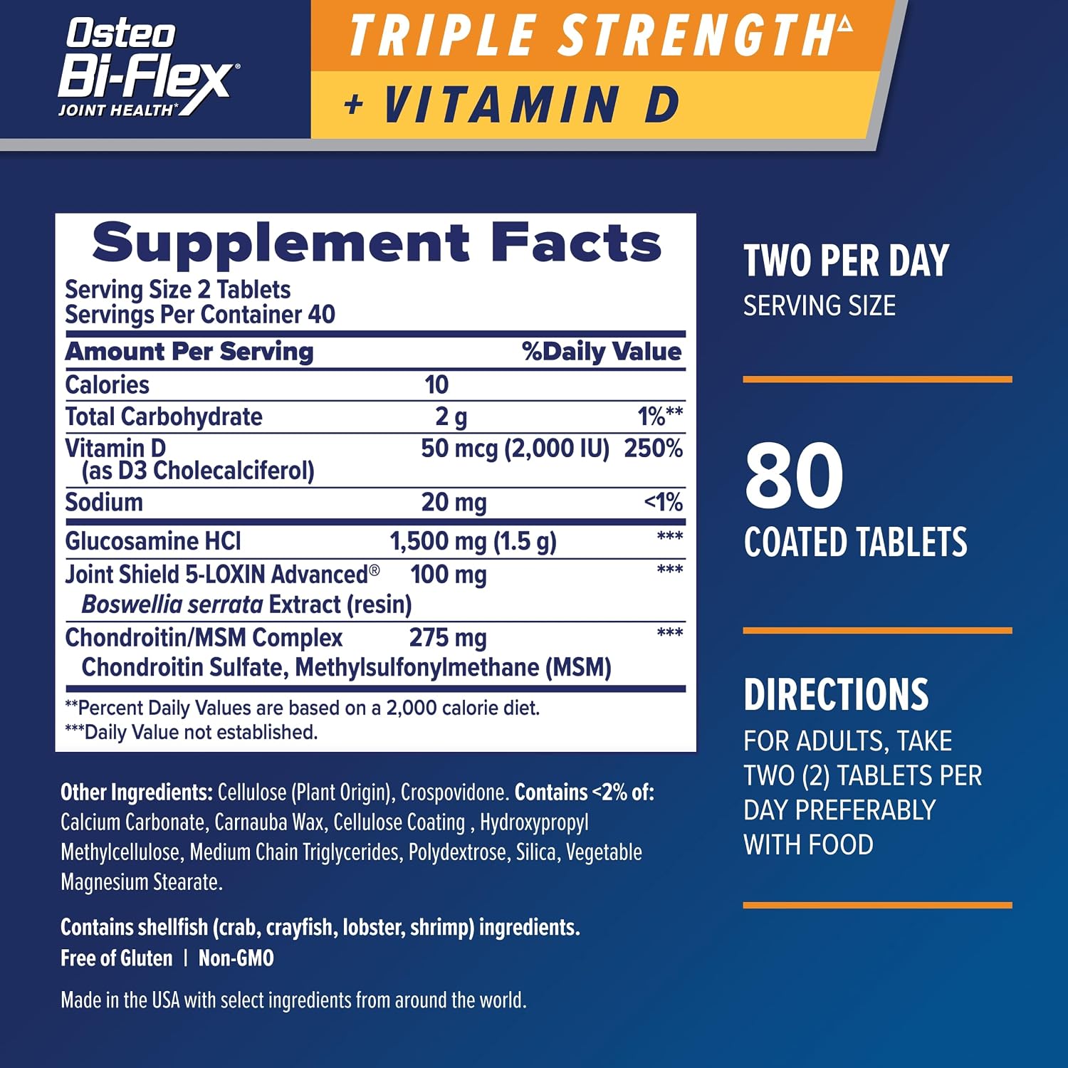 Osteo Bi-Flex Joint Health Triple Strength + Vitamin D - 80 tablets