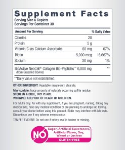 Neocell Collagen Bio-Peptides + Vitamin C & Biotin (6,000 mg) Grassfed - 180 caplets