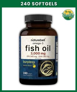 Naturebell Omega-3 Fish Oil (3,000 mg) Burpless Lemon Flavor - 240 softgels