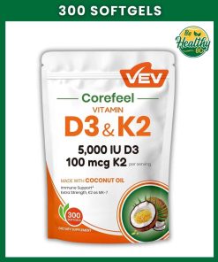 VEV Corefeel Vitamin D3 & K2 (5,000 IU - 100 mcg) - 300 softgels